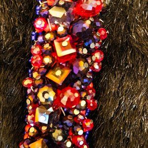 Sassy Jones Rochinda Glass Bracelet - Purple and Blue Iridescent